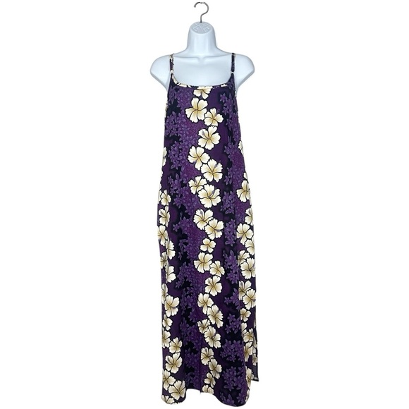 Hilo Hattie Hawaiian Dress Womens 18 Purple Hibiscus Floral Maxi Sundress Vtg - Picture 1 of 10